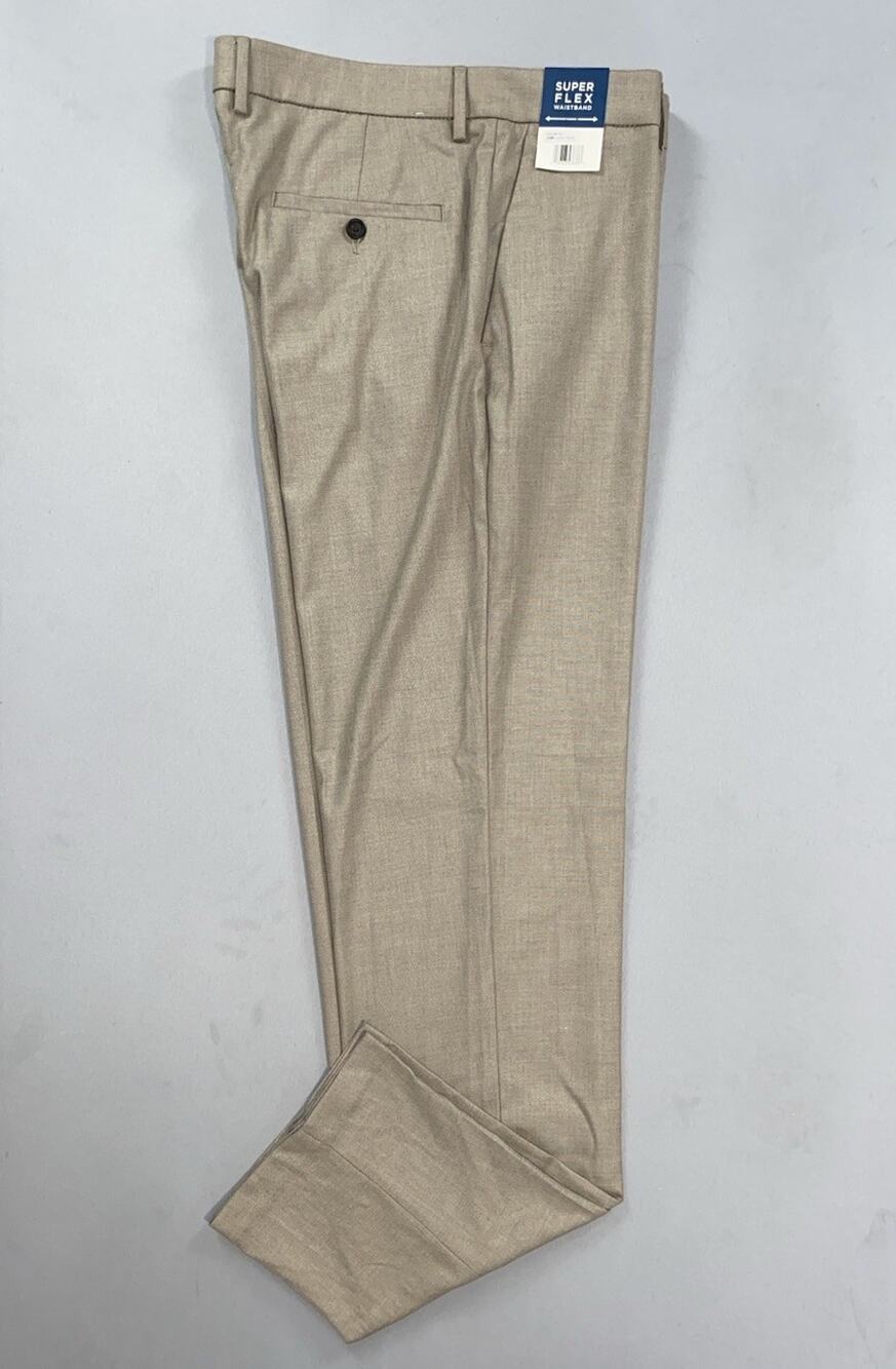Haggar Straight Fit 365 Flex Washable Dress Pants. Tan Sharkskin, Men's 34X34.
